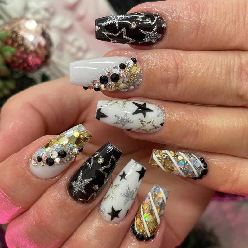 Red Black And White Nails
